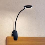 Prios klemlamp Harumi, zwart, oplaadbare batterij, USB, 51 cm