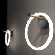 LED wandlamp Ulaop, één ring, zwart