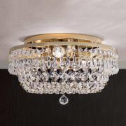 Kristallen plafondlamp SHERATA rond, goud, 35 cm