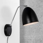 Wandlamp Alexander met kabel en stekker, zwart