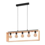 Hanglamp Famborough met houten frame, 5-lamps