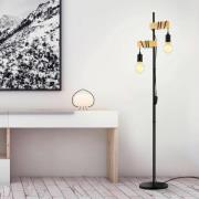 Vloerlamp Townshend 2-lamps zwart/hout licht