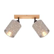 Plafondspot Stofa met sterdecoratie, taupe 2-lamps