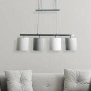 Hanglamp Tilde, stoffen kappen, 4lamps, grijs/wit