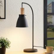 Lindby tafellamp Trebale, E14, ijzer, hout, zwart