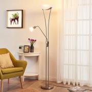 Lindby Felicia uplighter vloerlamp met leeslamp, nikkel