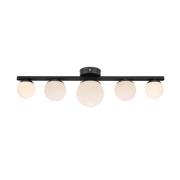 Badkamer-plafondlamp Puro zwart 5-lamps glas