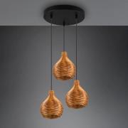 Hanglamp Sprout van rotan, 3-lamps, natuur