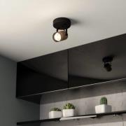 Cayuca plafondspot, zwart/houtdecor, 1-lamp