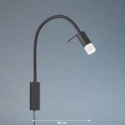 LED wandlamp Seng, flexibele arm, met diffusor