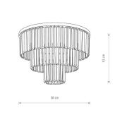 Plafondlamp Cristal, transparant/zwart, Ø 56 cm