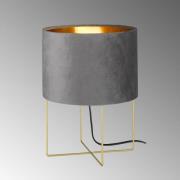 Aura tafellamp, fluwelen kap, hoogte 32 cm, grijs