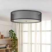 Lindby Tobia stoffen plafondlamp, organza zwart