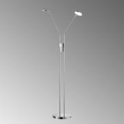 LED vloerlamp Lunia, 2-lamps, mat nikkel