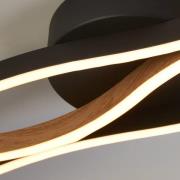 LED plafondlamp Bloom Swirl zwart/hout