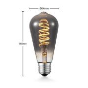 Lucande LED lamp E27 ST64 4W 1.800K dimbaar titanium