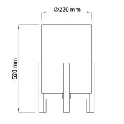 Tafellamp 3193, hout, linnen textiel, hoogte 52cm