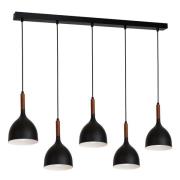 Noak hanglamp 5-lamps lang naturel/zwart hout