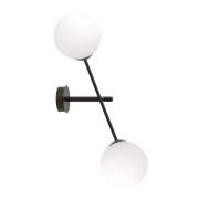 Wandlamp Lineair, zwart/opaal, 2-lamps