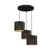 Hanglamp Jovin, 3-lamps rondel zwart/goud