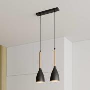 Muza hanglamp, 2-lamps, zwart/licht hout