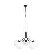 Hanglamp Nova, zwart/opaal, 5-lamps