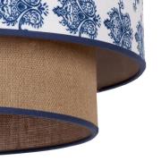 Hanglamp Hampton Boho, blauw ornament/jute