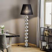 Textiel vloerlamp Fulda, kap zwart, voet chroom