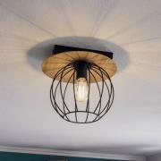 Plafondlamp Malin, houten kap rond, 1-lamp