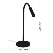 LED tafellamp Rocco, nikkel mat flexibele arm rood