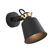 Kerava wandspot, 1-lamp, zwart/messing