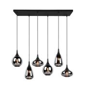 Hanglamp LUMINA, 6-lamps, zwart/chroom, glas