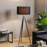 Vloerlamp Tago, driepoot, kap zwart/goud