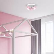 Plafondspot Cloudy 3-lamps rond roze