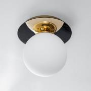 Plato plafondlamp, goudkleurig, metaal, opaalglas, Ø 25 cm