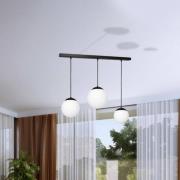 Hanglamp Lima opaalglas zwart 3-lamps lineair