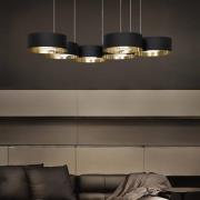 LED hanglamp Sound Or6, 6-lamps, zwart, Up&Down