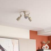 Lindby plafondspot Ovelia, beige, 3-lamps, ijzer, E27