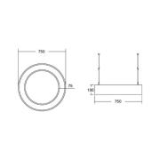 BRUMBERG Biro Cirkelring omhoog/omlaag Ø 75cm 75W aan/uit wit 830