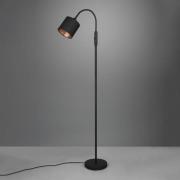 Tommy vloerlamp, zwart/goud, hoogte 130 cm, metaal/stof