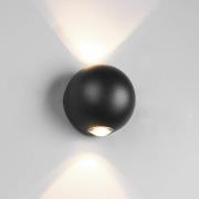 Buitenwandlamp Avisio, zwart, 2-lamps, halfrond