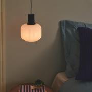 Milford Mini hanglamp, zwart, geribbeld glas