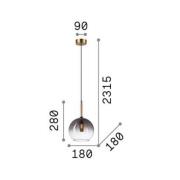 Ideal Lux Empire Sfera hanglamp, glas helder/rookgrijs