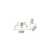 Ideal Lux plafondlamp Hermes messingkleurig 60 cm 5-lamps glas