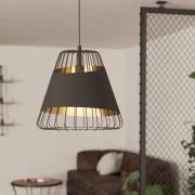 Austell hanglamp, Ø 43 cm, zwart/goud, metaal, stof