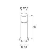 Sokkellamp SLV Rox acryl, hoogte 60 cm, grijs, roestvrij staal