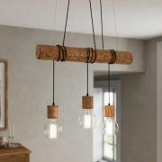 Envostar Terra hanglamp, licht gekleurde houten balk, 3-lamps