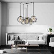 Hanglamp Albio 6 met kooi-schermen, zwart