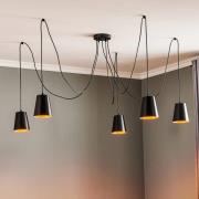 Hanglamp Link met 5 enkele kappen, zwart