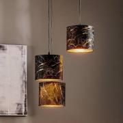 Hanglamp Jari stof 3-lamps rond zwart gemarmerd